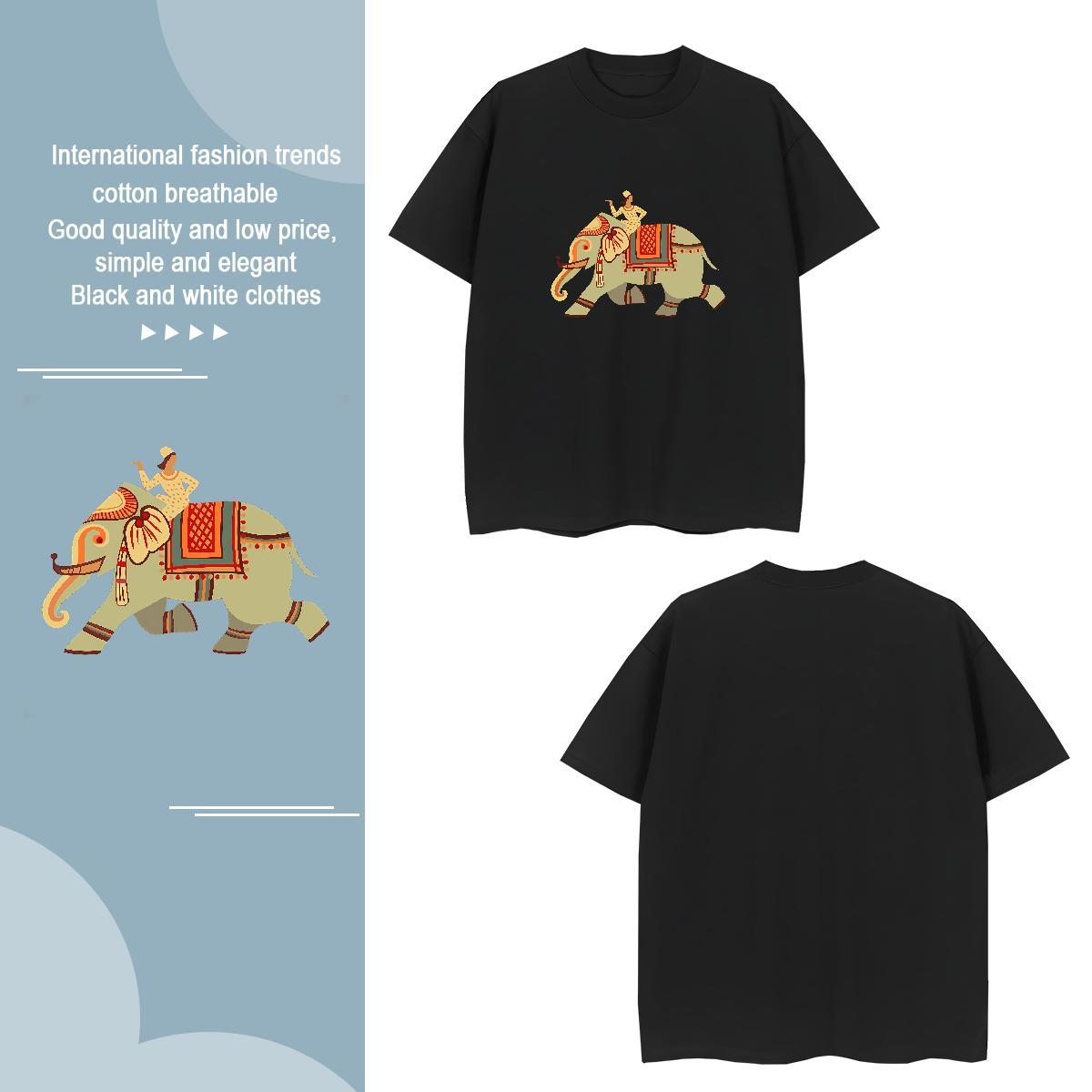 Men T Shirts 230g Pure Cotton elephant Street Wear Breathable Short Sleeve Oversized 4XL Couples T Shirts Brand High Quality Tops