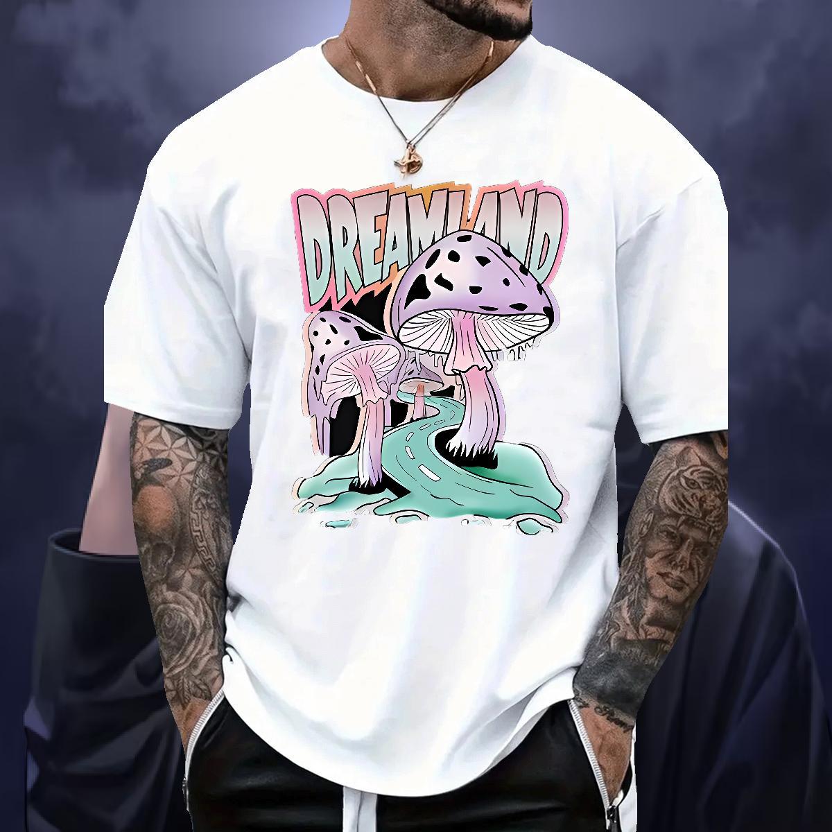 New Man T Shirts 230g Pure Cotton mushroom Anime Printing Street Tops Shirt O Neck Short Sleeves Popular Men Tops Tees Custom Print Plus Size