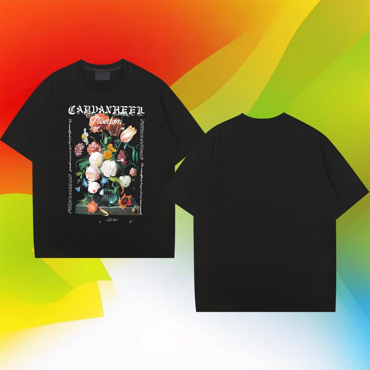 Classic T-Shirts 230g Cotton flower Street Tops Tees Pure Cotton Free Shipping Men Tees Black Oversized