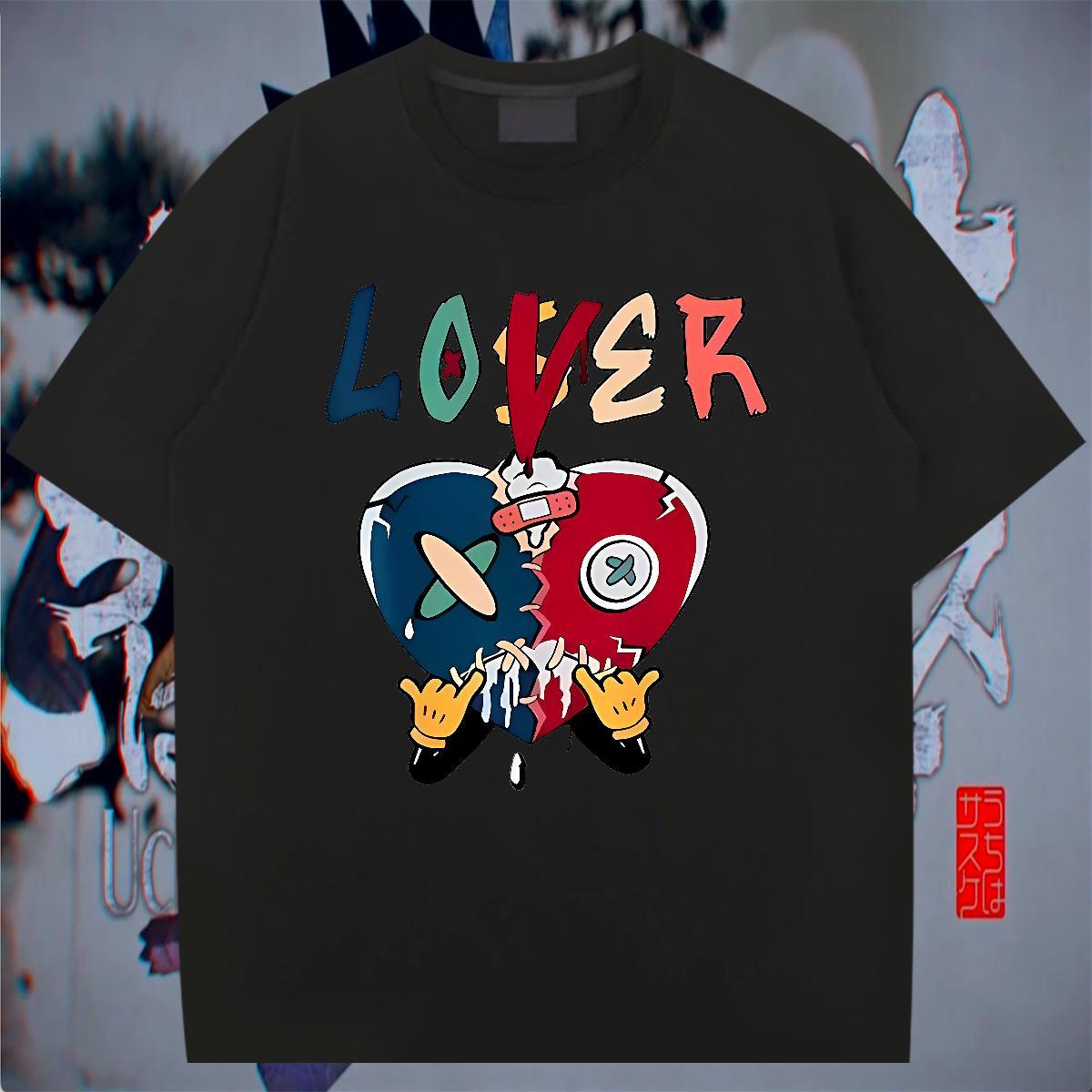 Brand Men Tops Tees 100% Cotton 230g Anime Printing Street letter DIY Logo Oversized O Neck Short Sleeves Casual New Mens T Shirts Clothes