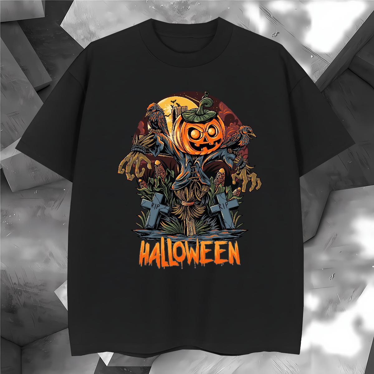 T-Shirts 230g Pure Cotton Halloween Casual Daily Wear Breathable Soft DIY Anime Men Tees 2024 DIY Comfortable Tshirts