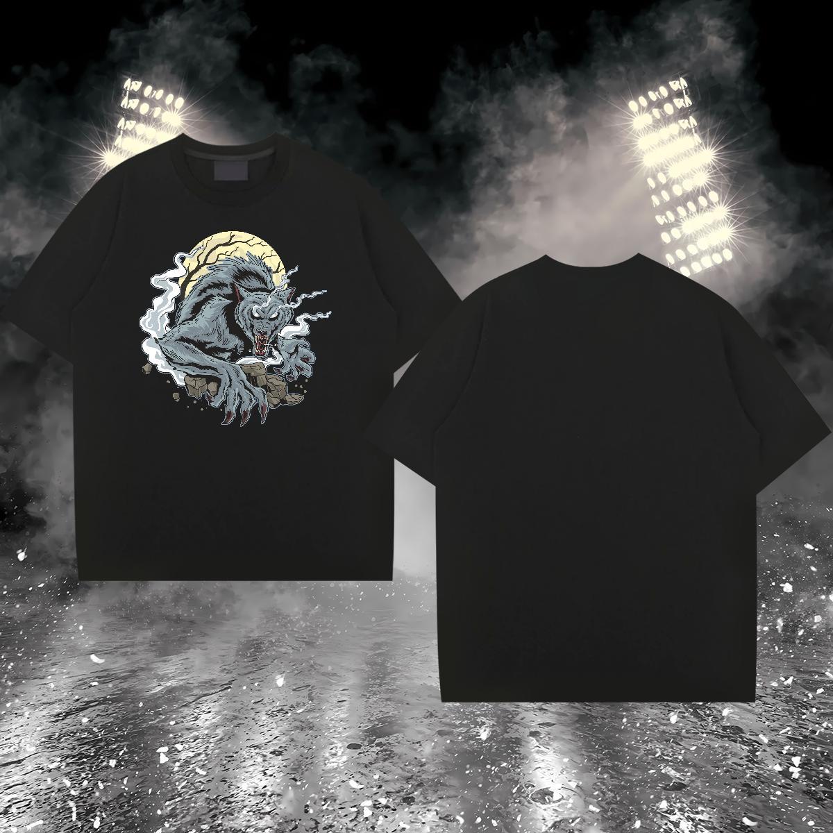 T shirt 100% Cotton 230g Halloween Summer Casual Short Sleeve Soft Cartoon Printing L-4XL Men Tshirts 2024 Loose Fit Polos