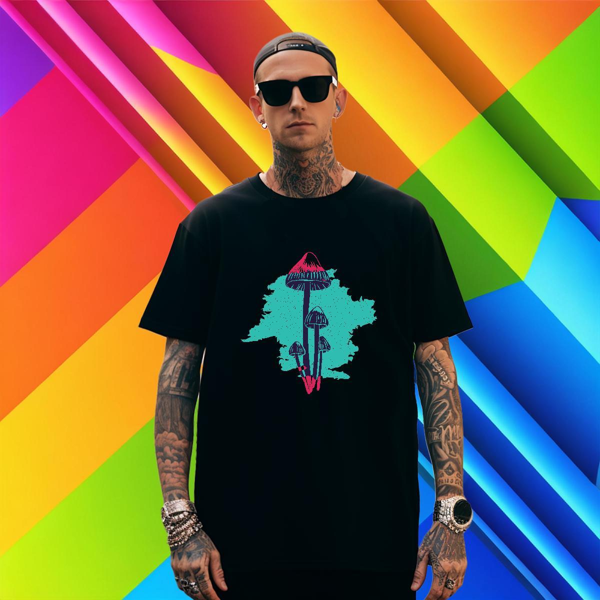 Unisex Men Tees 230g Cotton Spring Summer mushroom Plus Size Cartoon Breathable Short Sleeve Designer T Shirts Men Clothings