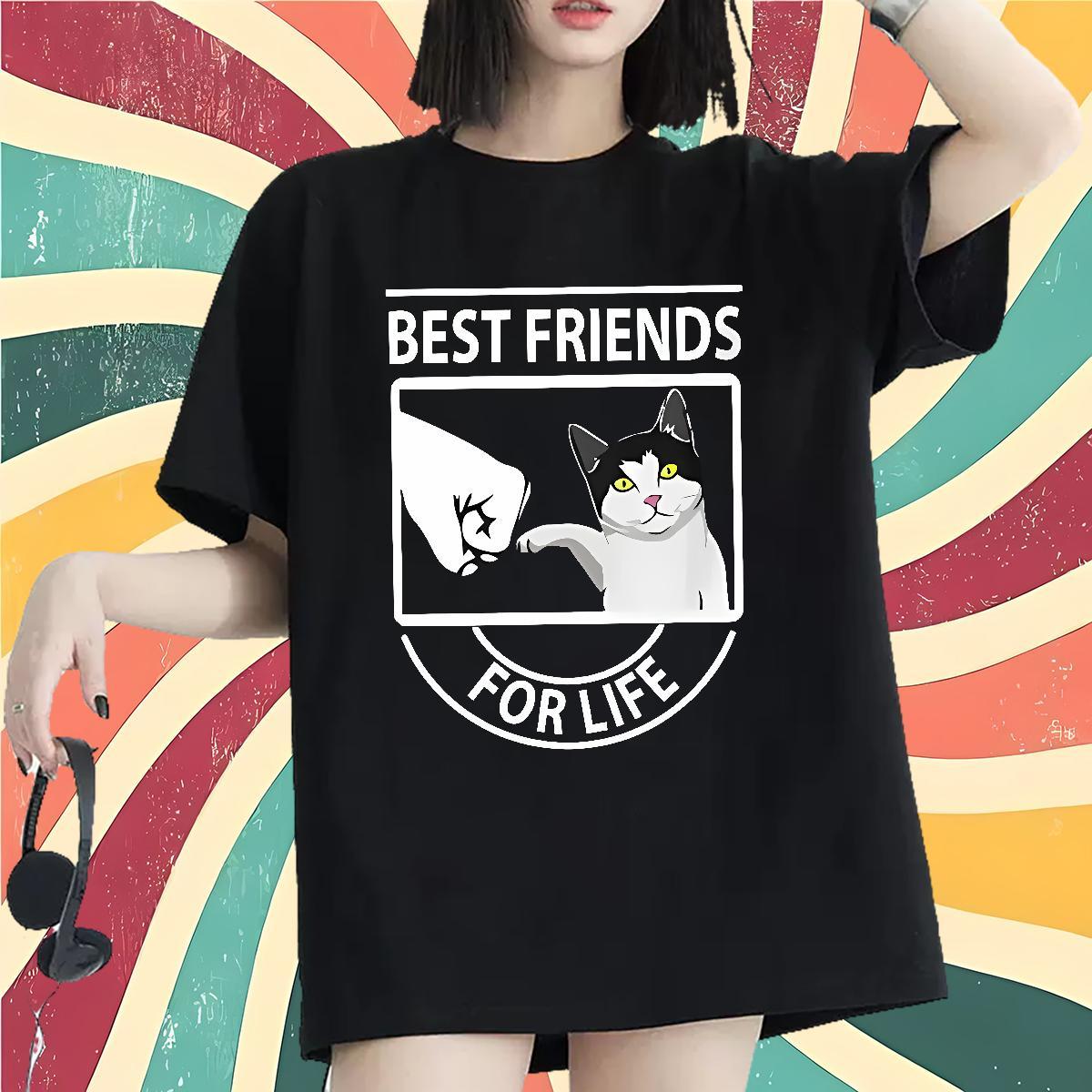 5A T-Shirts Breathable Soft Unisex Tshirts Anime cat Daily Outfit 230g 100% Cotton 2024 Top Tees