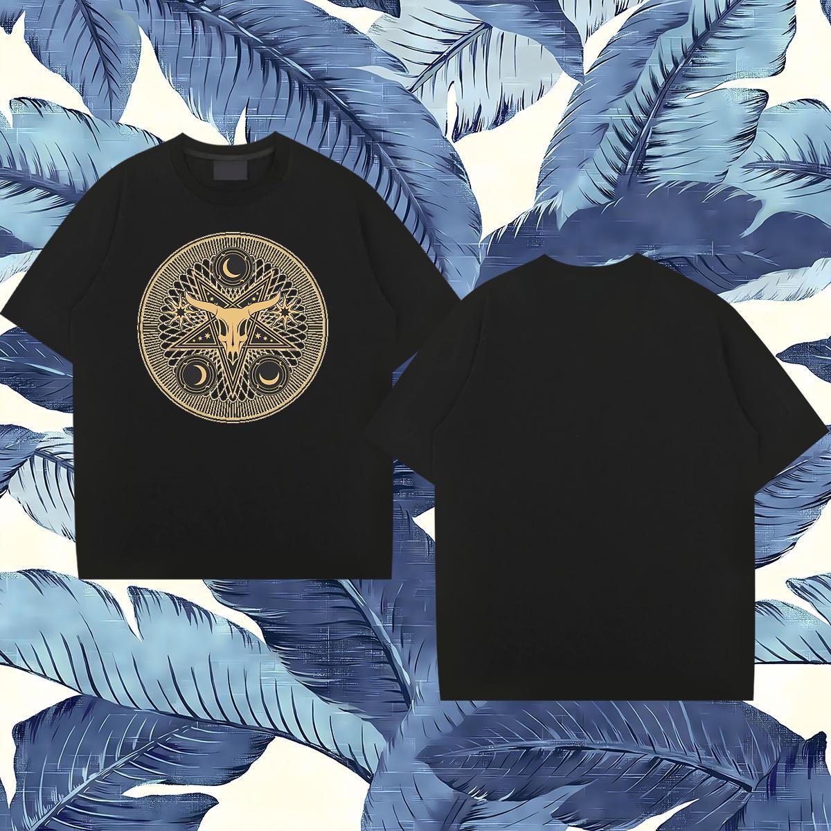 New T Shirt For Man 230g 100% Cotton Daily Outfit Tees Shirts Short Sleeve O-Neck Popular Men Clothes T-Shirt Skull