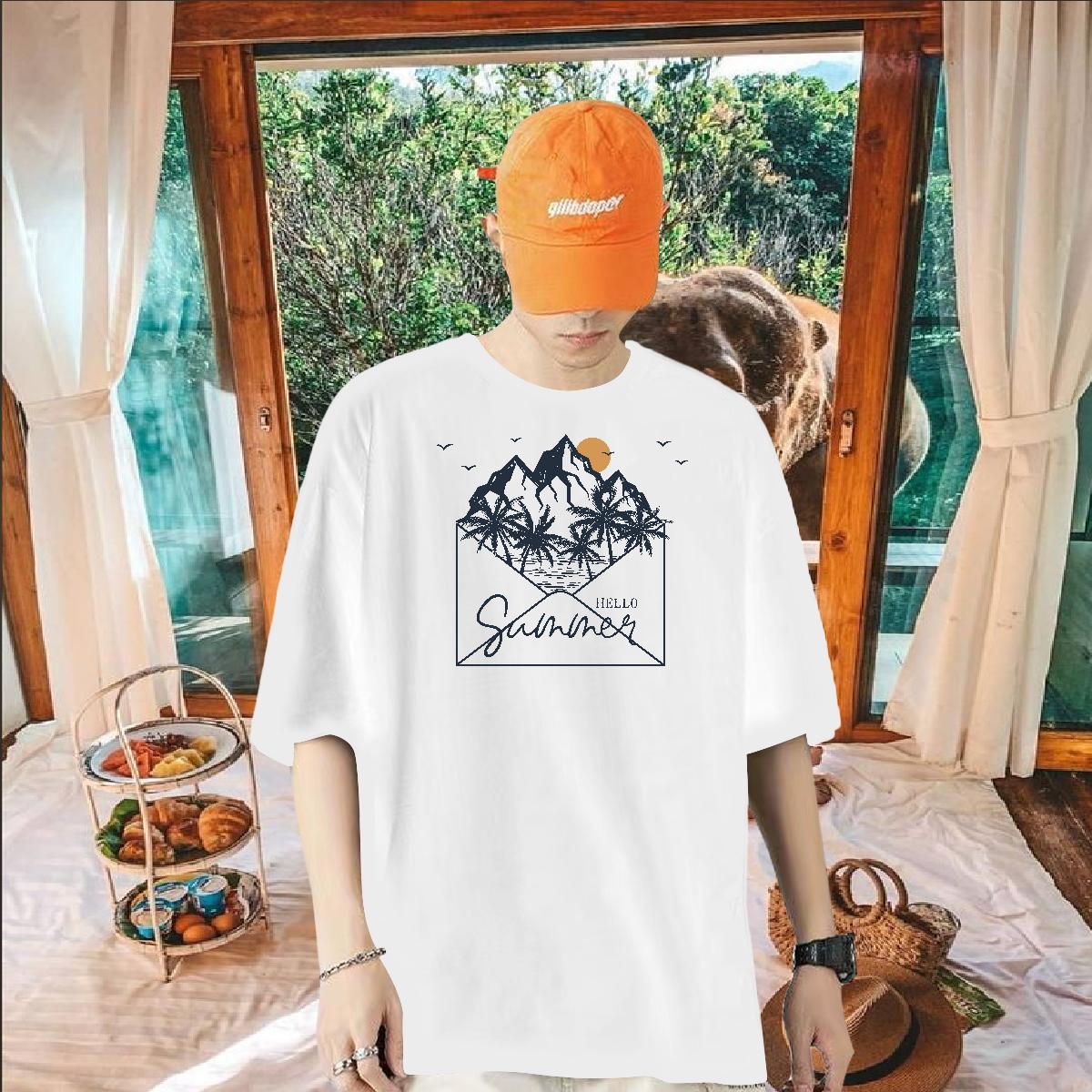 Designer Man T Shirts 100% Cotton 230g sun Outdoor Tops Shirt O Neck Short Sleeves Cool Couples T Shirts White Plus Size