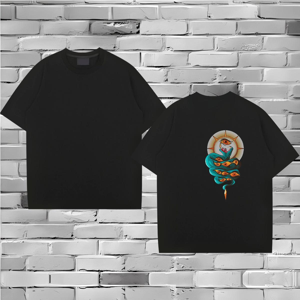 2024 Summer T-Shirts for Men 230g Pure Cotton snake Beach Tops Shirt Short Sleeve Soft Loose Men Clothes T-Shirt Cartoon Printing L-4XL