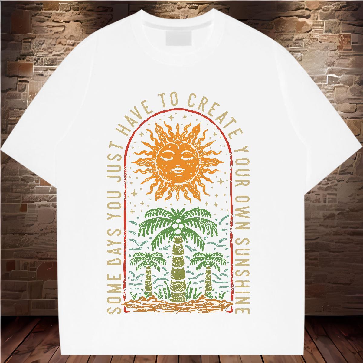 Loose fit T Shirt For Woman Breathable Crew Neck Womens Tshirts Anime Print tree Sport 230g Pure Cotton 2024 DIY Tees Shirts