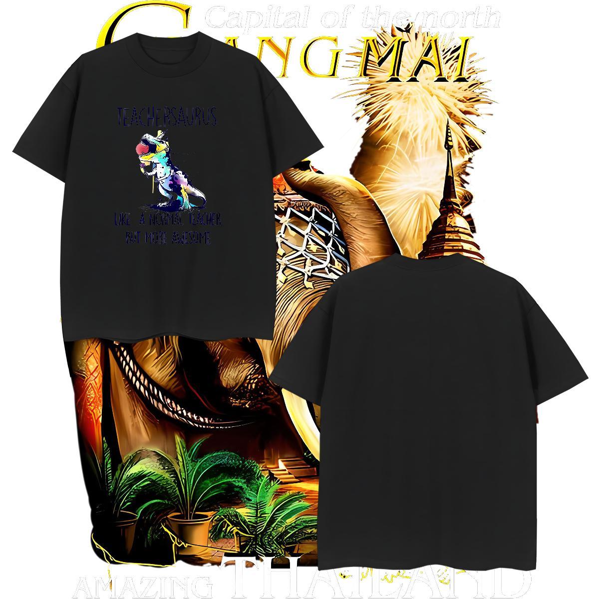 Wholesale Couples T Shirts 230g 100% Cotton dinosaur T-Shirts for Men Anime Printing Street Pure Cotton Customized Classic Tops