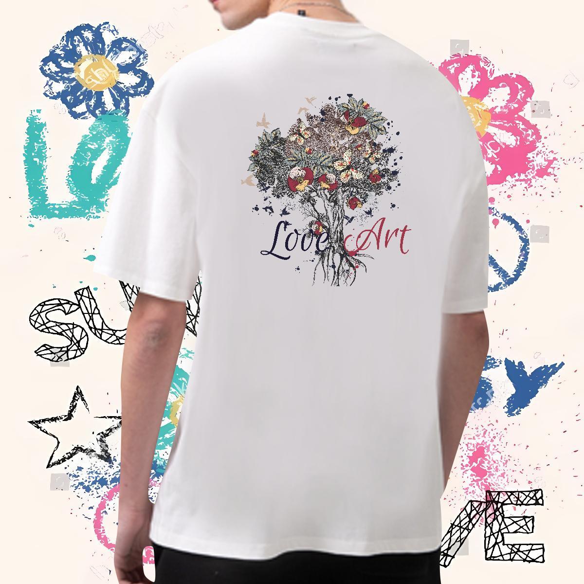 Classic Casual T Shirt For Man 230g Pure Cotton tree Casual Daily Wear Clothes Breathable Short Sleeve Free Shipping Men Clothes T-Shirt Custom Printi