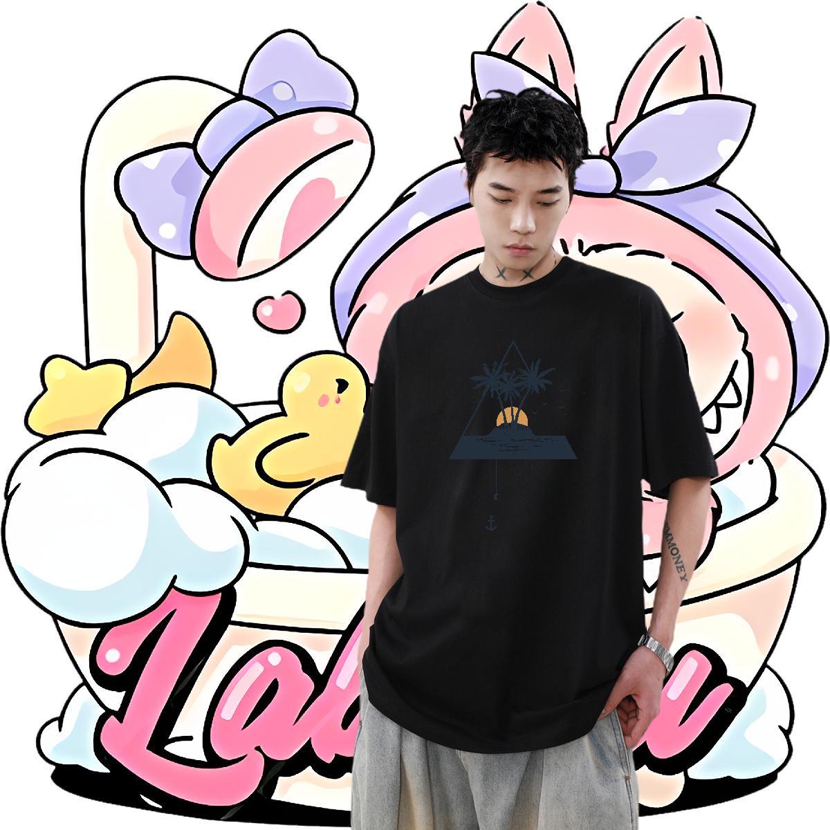 Loose Couples T Shirts 100% Cotton 230g Spring Summer sun Custom Print Plus Size Short Sleeve Soft 2024 New Mens T Shirts Tshirts