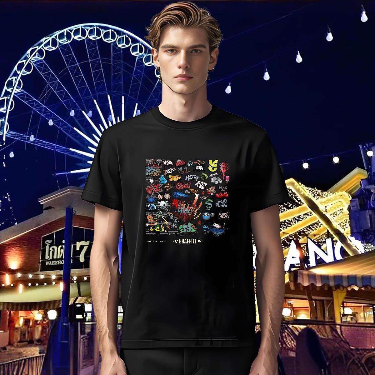 T-Shirts for Men 230g Cotton Colorful Hip Hop O-Neck Short Sleeve Customized Men Tees Fashion Design Comfortable Tee Shirt