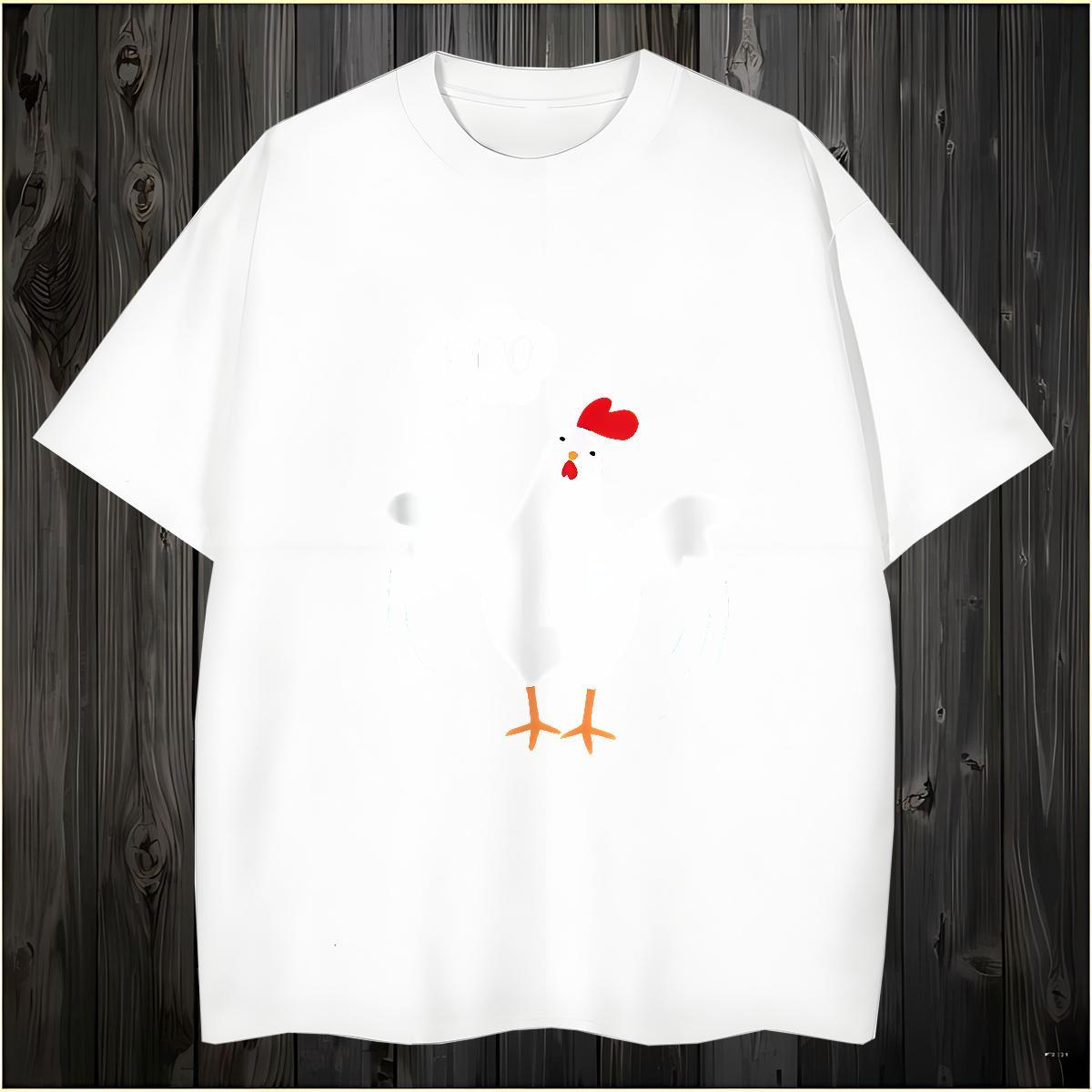 T-Shirts 230g Pure Cotton chicken Hip Hop Street Breathable Crew Neck Black Oversized Men Tshirts New Arrival Popular Tops