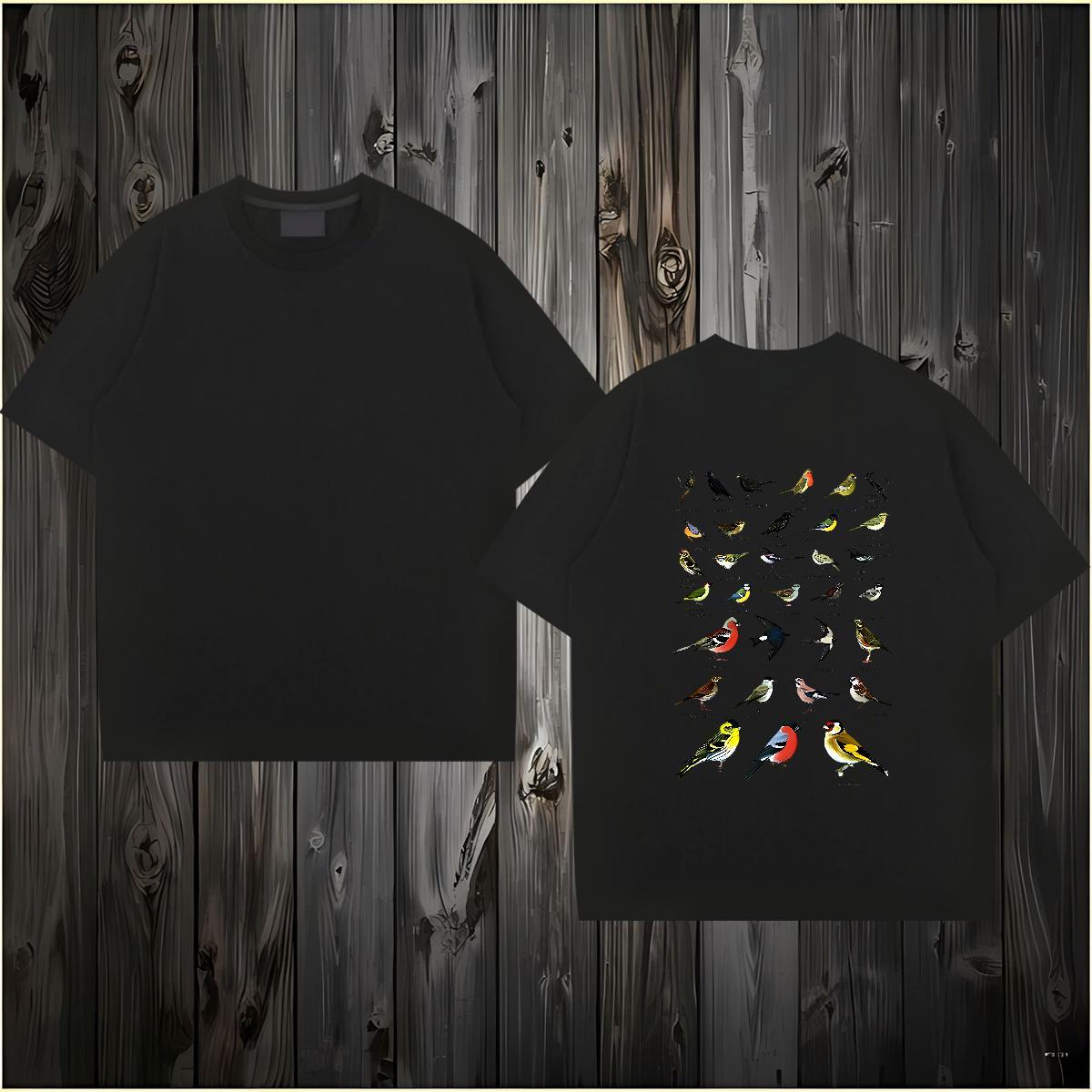 Fashion New Men T Shirts 230g Pure Cotton bird Beach Top Tees Crew Neck Designer Men Tees DIY