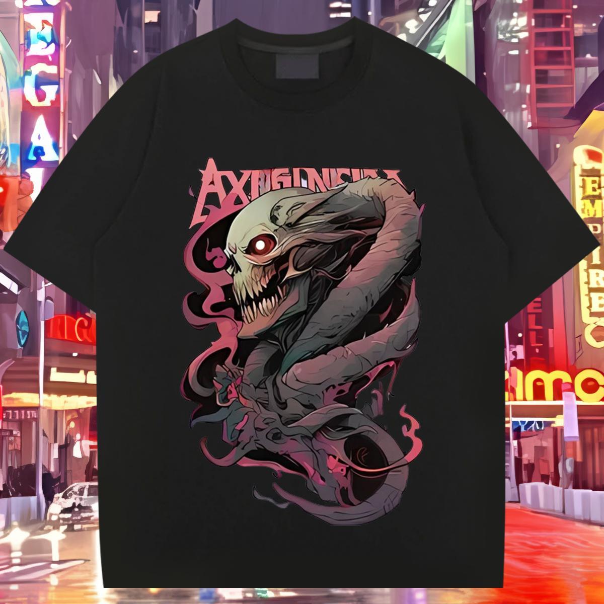 Fashion Designer T Shirts Men 230g 100% Cotton snake Street Wear Tops Short Sleeve O-Neck High Quality Men Tops Tees DIY Anime