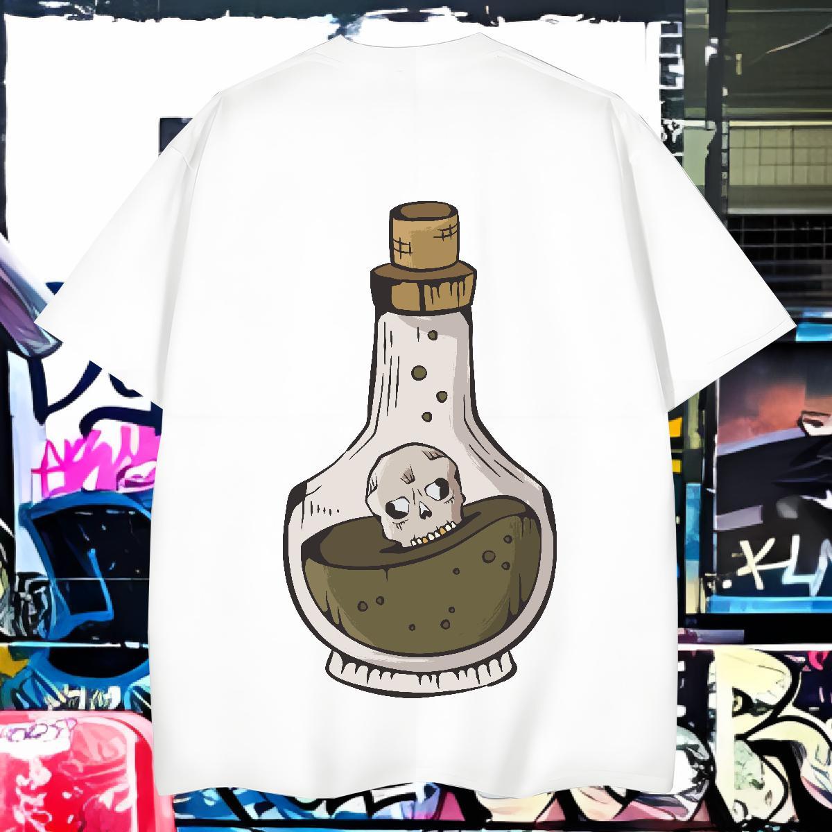 T Shirt For Man 230g Pure Cotton skull Hip Hop O Neck Short Sleeves Oversized Men Tees Designer Fashion Unisex Tshirts