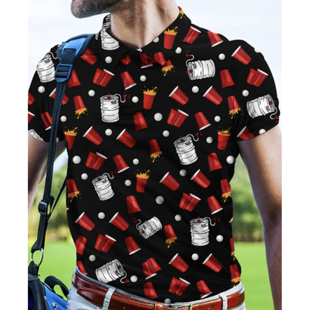 Summer New 3D Fashion Printing Casual T-shirt Button Lapel Short Sleeve PoLo Shirt Breathable Men's Sweatshirt