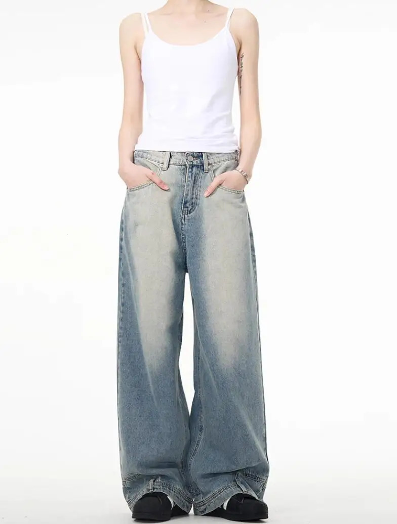 Women Blue Baggy Y2k Jeans Vintage Aesthetic Cowboy Pants Harajuku Oversize Denim Trouser Streetwear 2000s Trashy Clothes 240806
