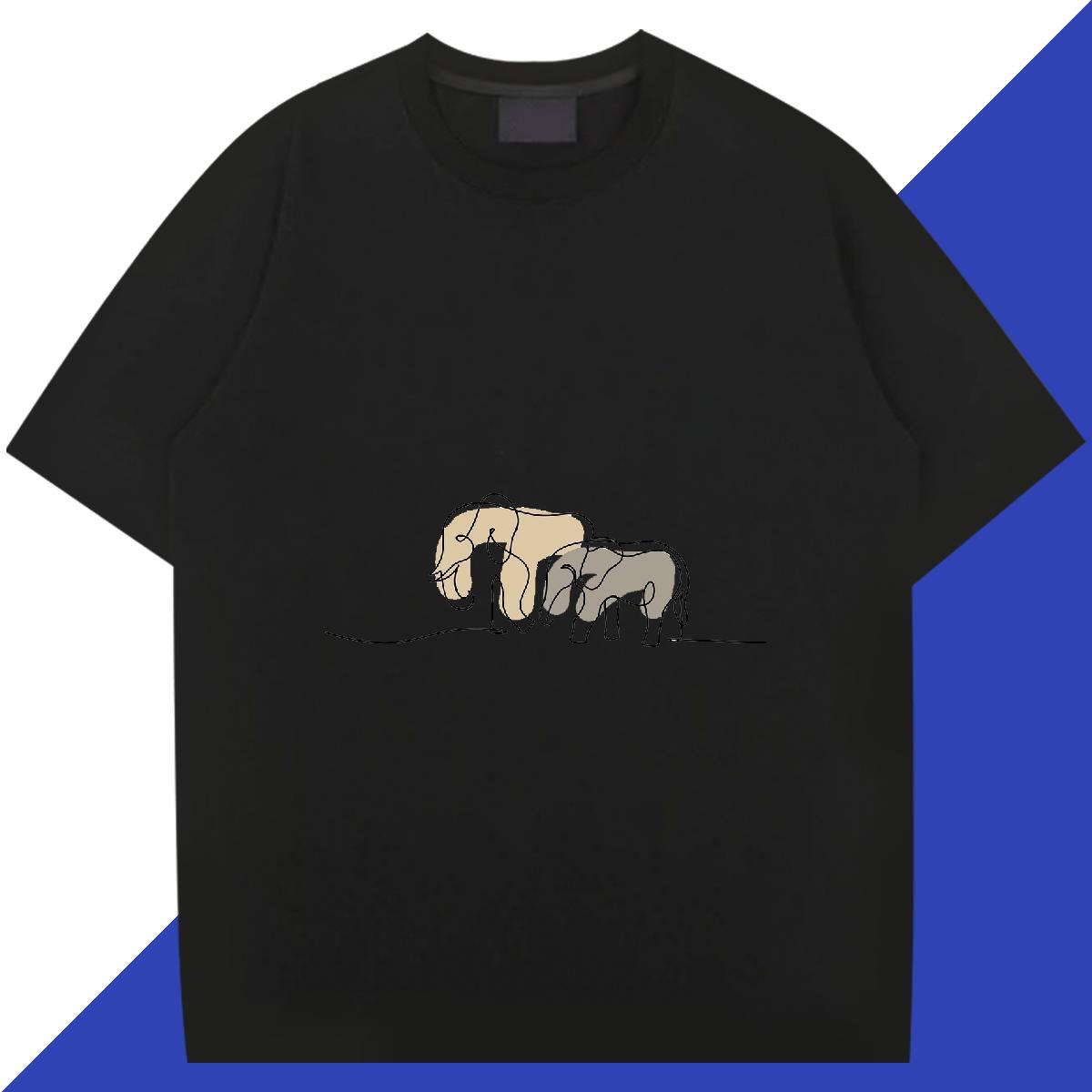 Cool Men Clothes T-Shirt 230g Pure Cotton Street Elephant DIY Logo Oversized Crew Neck Brand T-Shirts for Men Tees