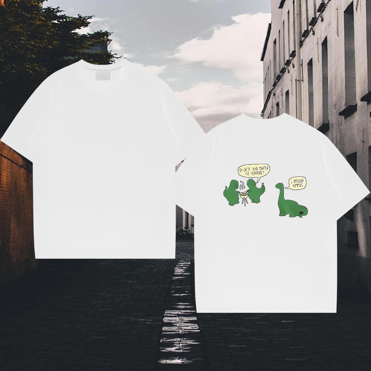 Wholesale T Shirt For Man 230g Cotton dinosaur Street Clothes Crew Neck Cool Design Men Tees Anime