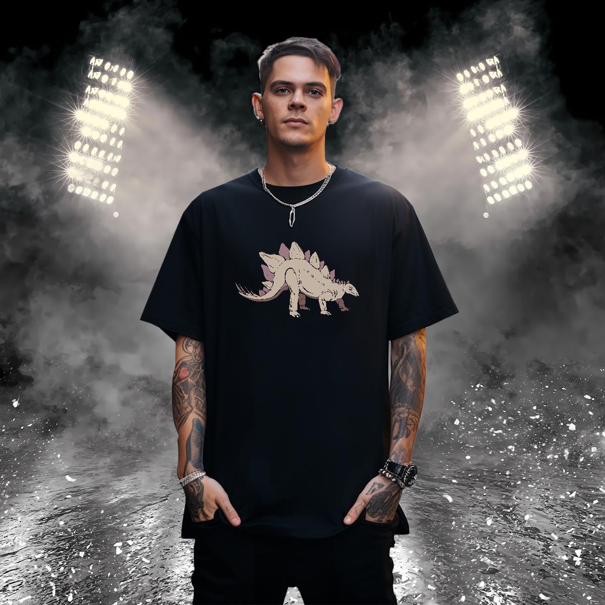 Men T Shirts 230g Pure Cotton dinosaur Street wear Hip Hop Breathable Short Sleeve Custom Anime Men Tees 2024 Summer Cool Tees Shirts