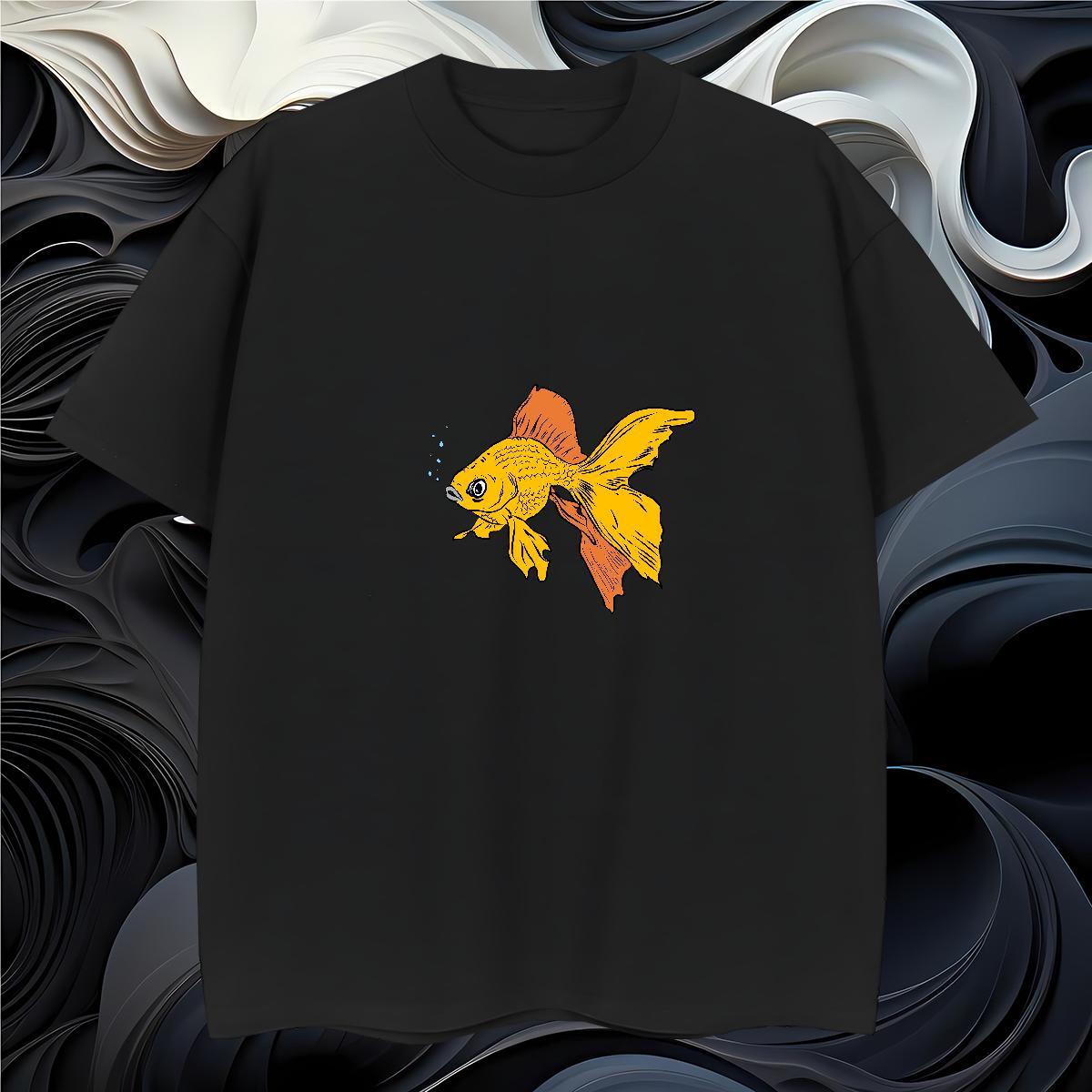 Man T Shirts 230g Pure Cotton fish Casual Crew Neck Breathable Oversized 3XL 4XL Men Tshirts Fashion Free Shipping Tops