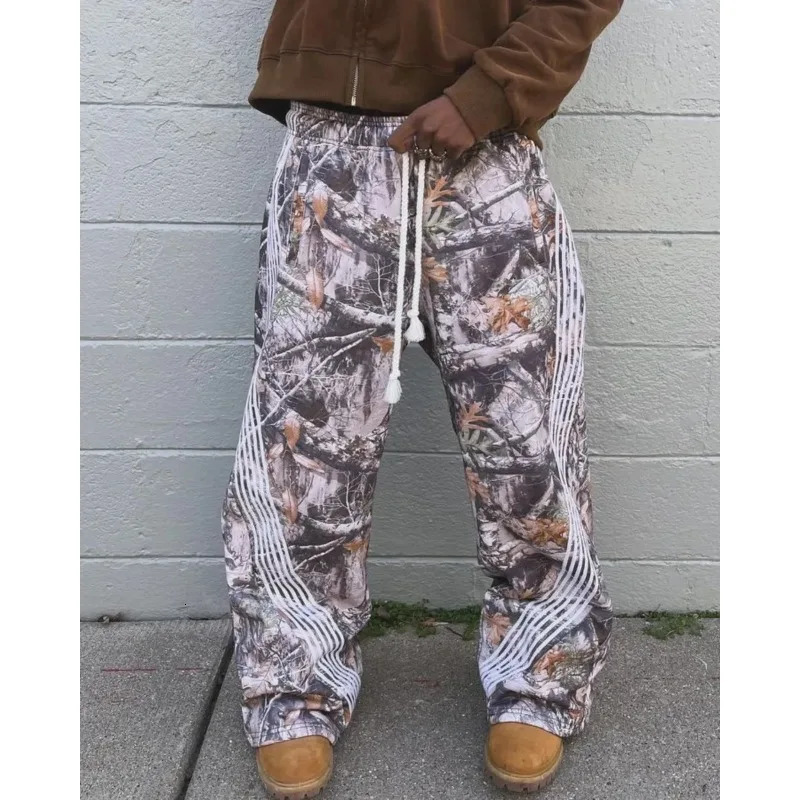 Gothic Harajuku Couple Highquality Jogging Drawstring Sweatpants for Men Y2k Retro Camouflage Casual Loose Fitting Trousers 240806