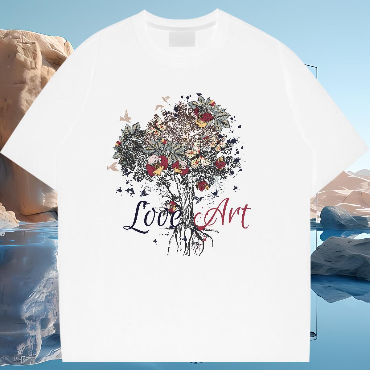 Wholesale Womens T Shirts O-Neck Short Sleeve Unisex Tshirts Anime Print tree Casual 100% Cotton 230g New Arrival Tee Shirt