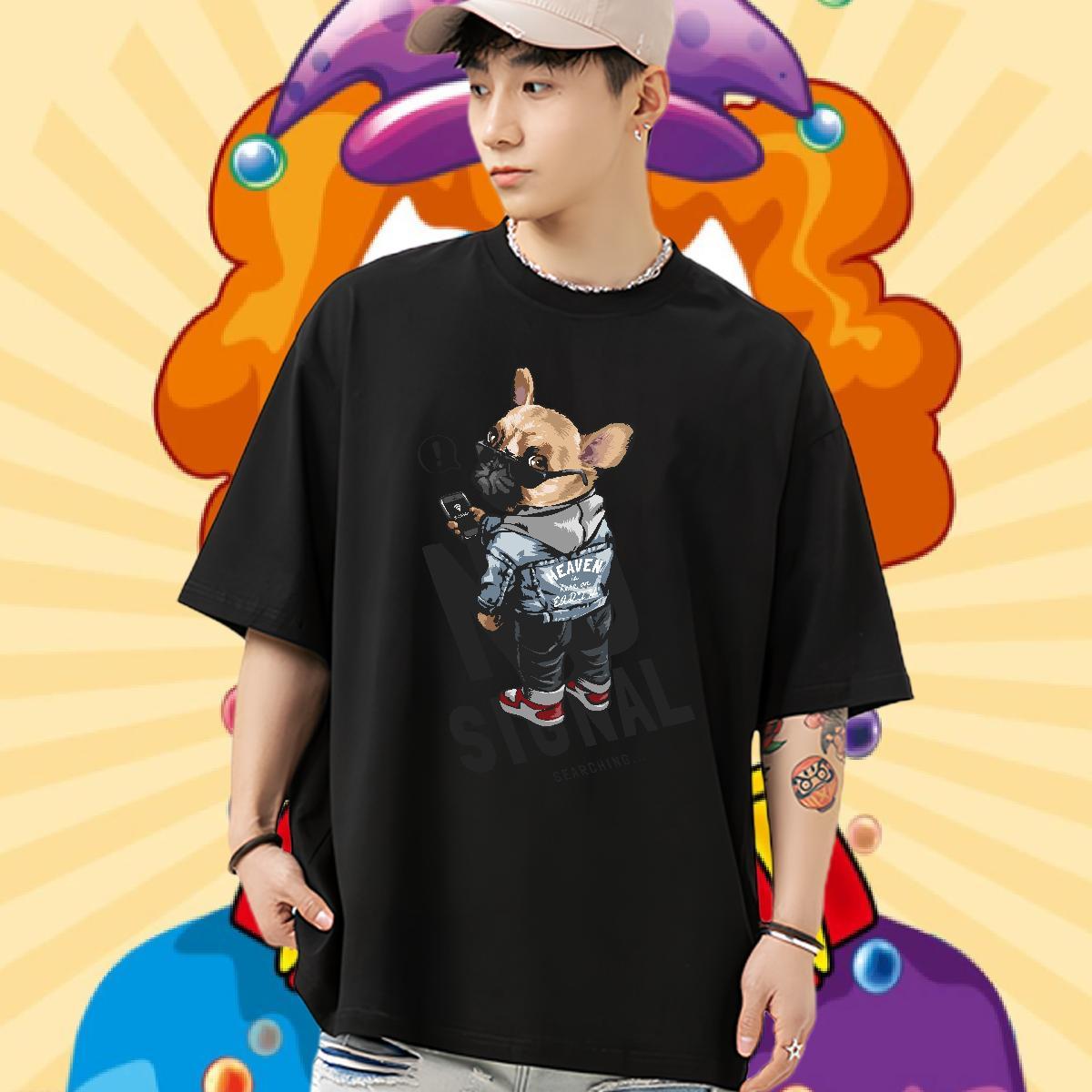 2024 Summer T-Shirts 100% Cotton 230g dog Daily Wear Polos Short Sleeve Soft TOP Quality Mens Tshirts White Plus Size