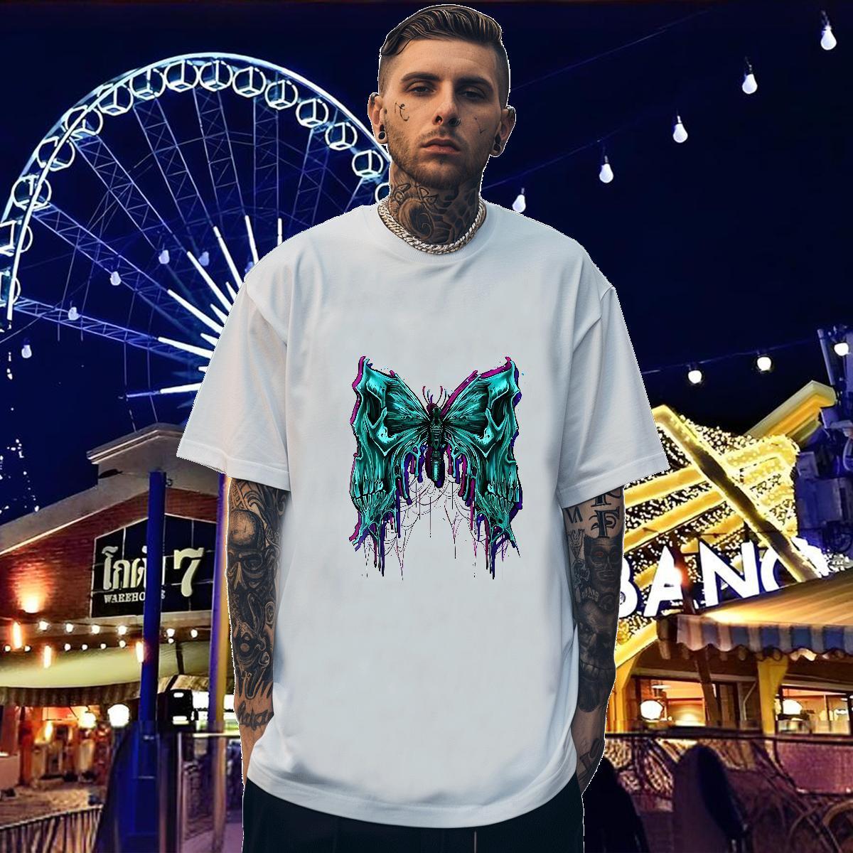 Fashion T-Shirts for Men 230g Cotton halloween Street wear Hip Hop Tops O-Neck Short Sleeve Soft Tshirt for Man Woman Cartoon Printing L-4XL