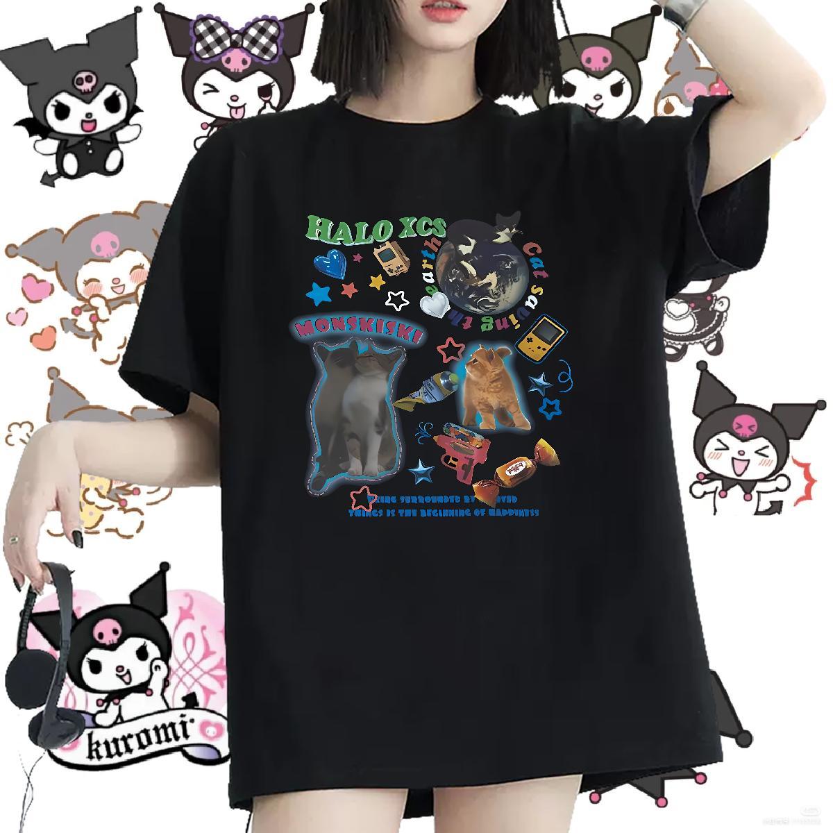 Wholesale T Shirts Women Round Neck Short Sleeve Couples T Shirts DIY Anime Printed funny Street Casual 100% Cotton 230g Casual New Clothings