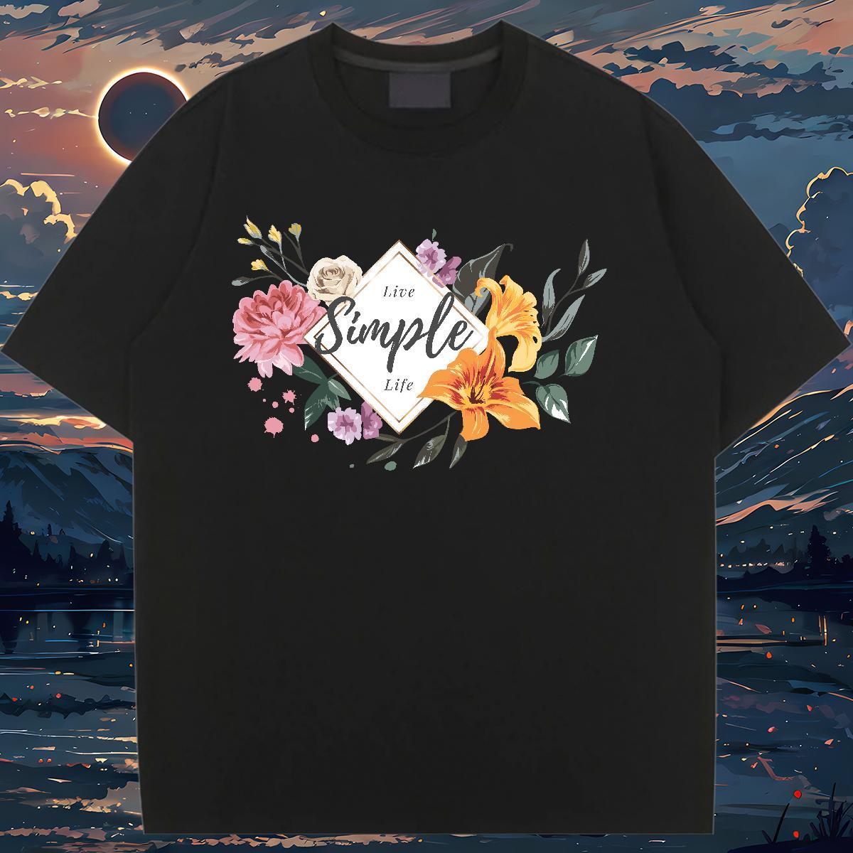 Unisex T Shirts Women Short sleeve Soft Couples T Shirts Plus Size Custom flower Sport 230g Pure Cotton Fashion Tops