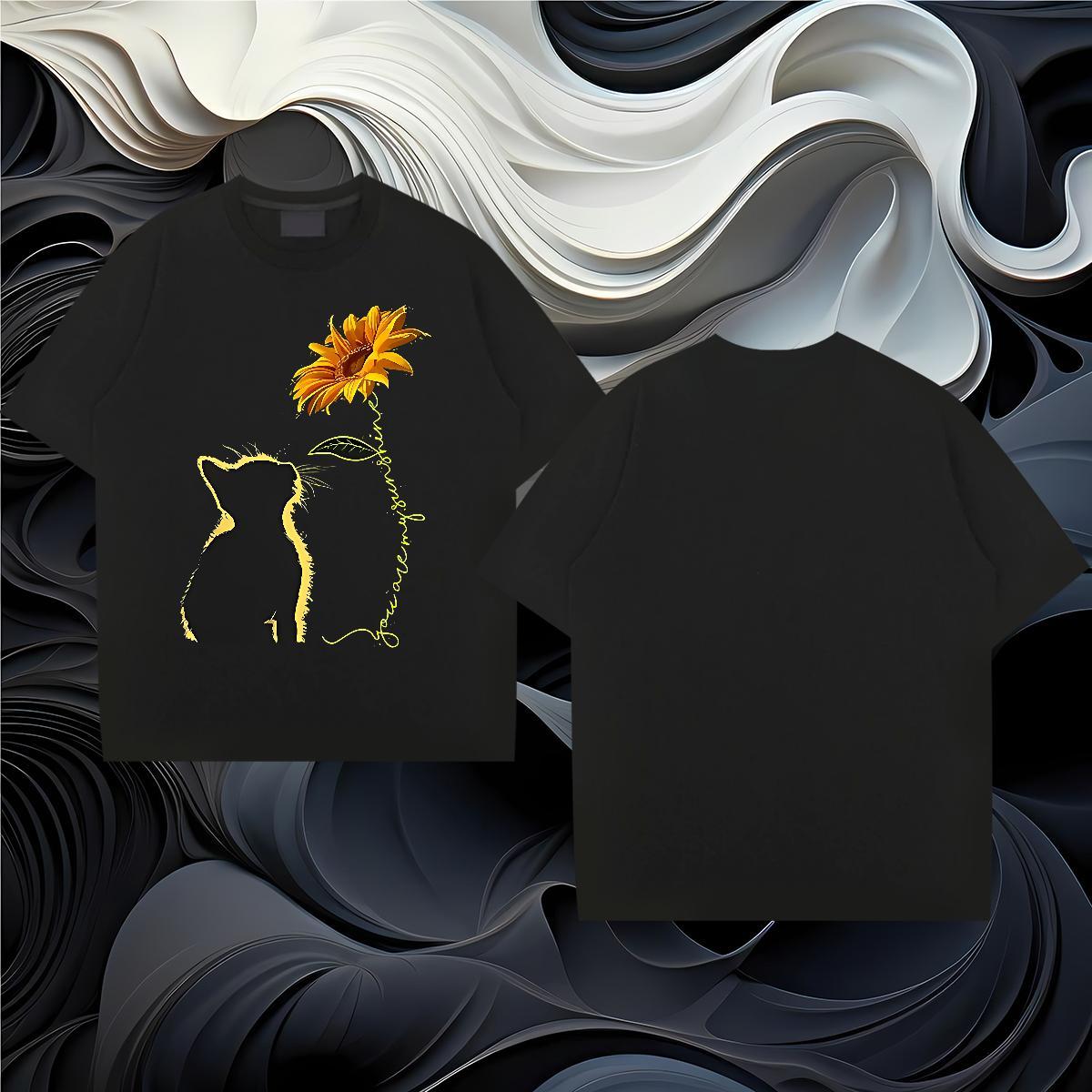 Designer Fashion Men T Shirts 100% Cotton 230g cat Street wear Hip Hop Clothes Crew Neck Wholesale Men Tees Oversized 3XL 4XL