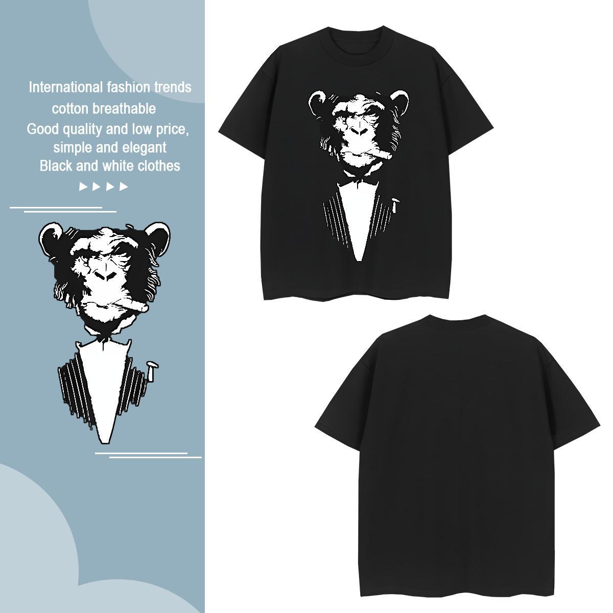 Designer Men Tops Tees 230g 100% Cotton chimpanzee T Shirt For Man Sport Crew Neck DIY Logo Oversized Fashion Casual Tees Shirts