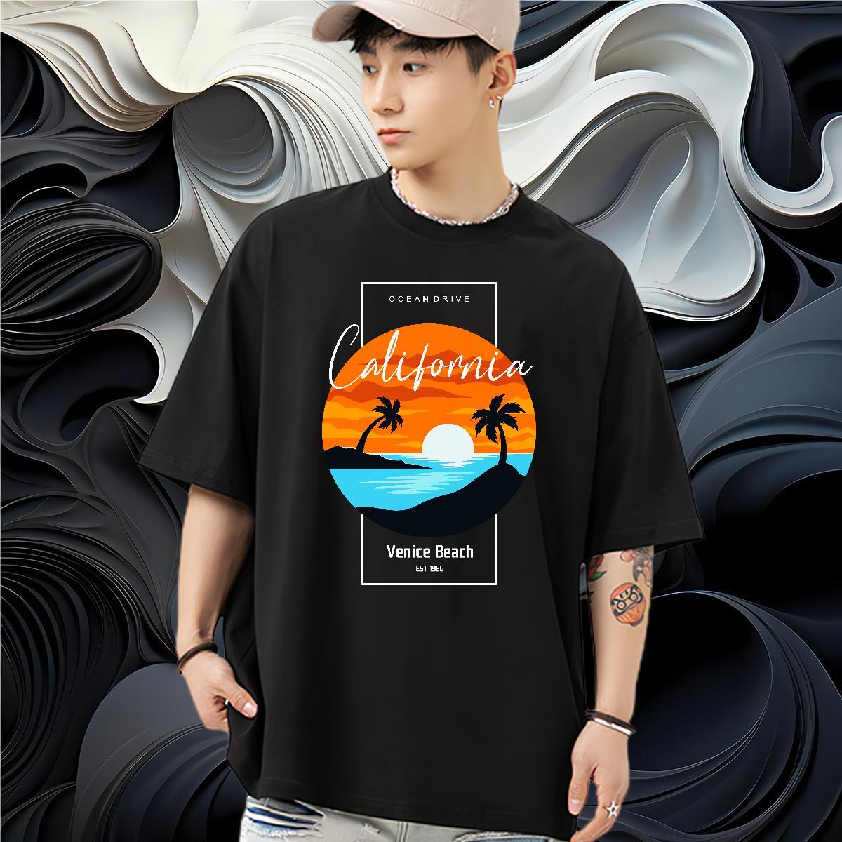 Fashion Designer T Shirt For Man 100% Cotton 230g sea Sports Casual Tees Breathable Short Sleeve TOP Quality Mens Tshirts Graphic