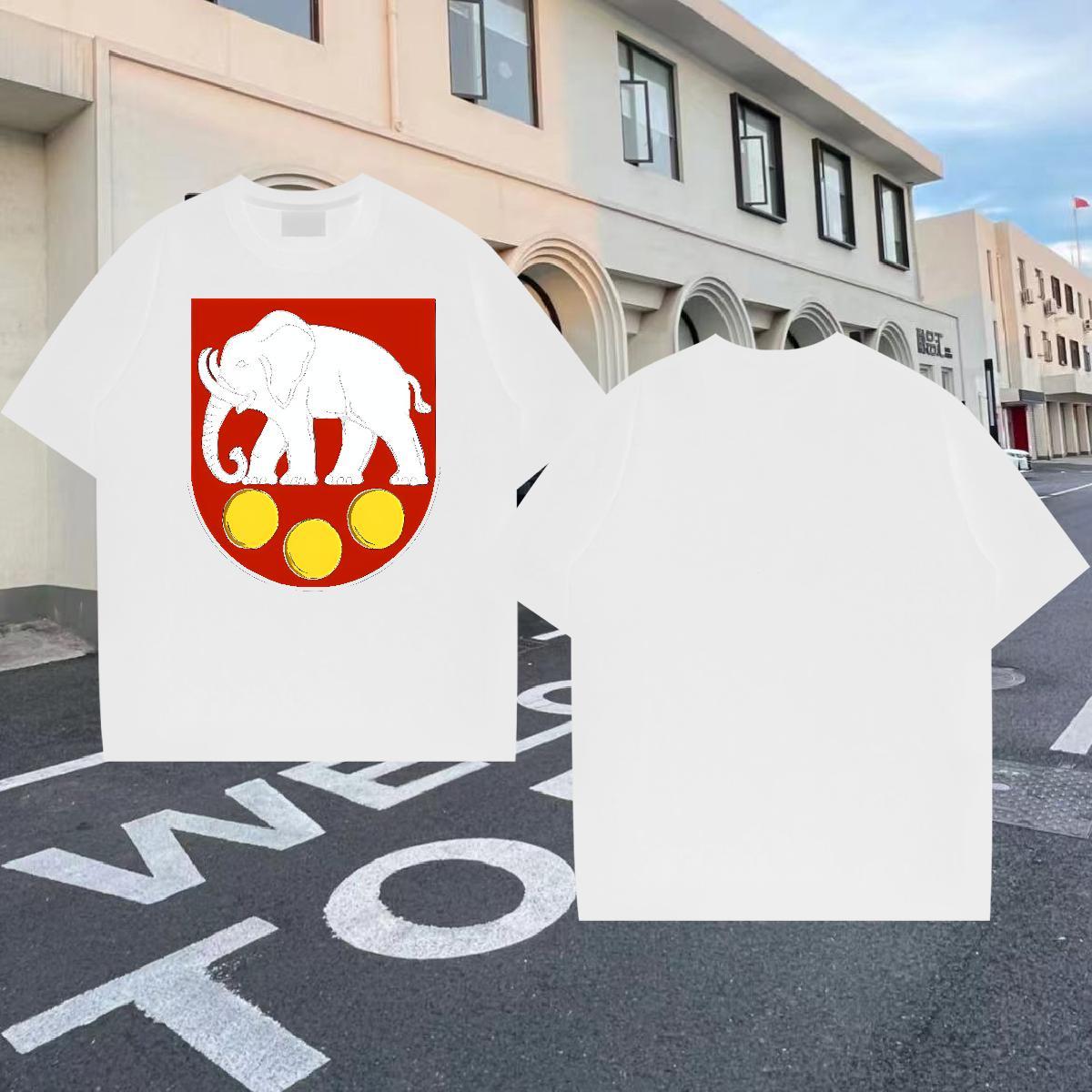 Free Shipping Men Tshirts 230g Pure Cotton Street Casual elephant Oversized O Neck Short Sleeves Customized T Shirt For Man Tee Shirt