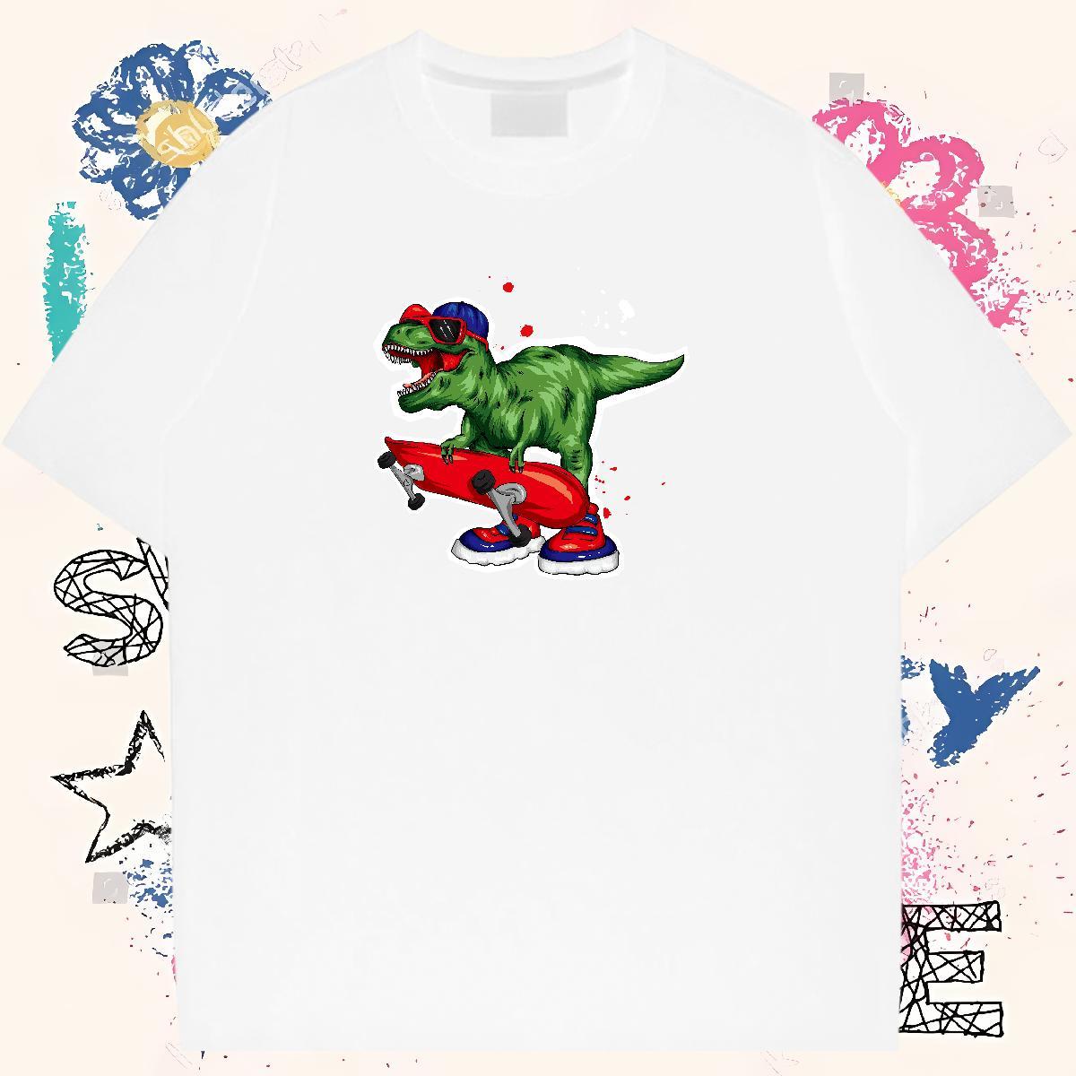 Classic Casual T Shirts Men 230g Pure Cotton dinosaur Sport Tops Shirt Breathable Short Sleeve Free Shipping Tshirts Anime Print