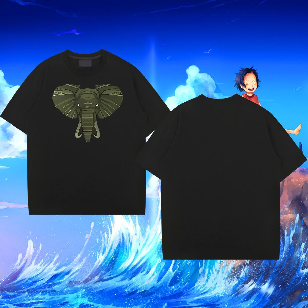 2024 New Men T Shirts 100% Cotton 230g Elephant Street wear Hip Hop Wear Round Neck Short Sleeve Classic Men Clothes T-Shirt Floral Print