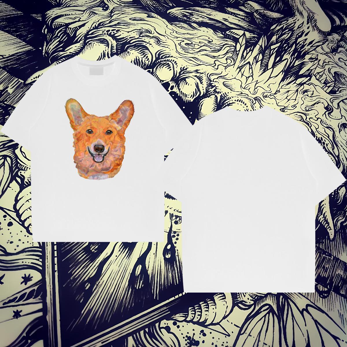 Free Shipping Mens Tshirts 100% Cotton 230g Casual Daily Wear dog DIY Printed Crew Neck Customized T-Shirts Polos