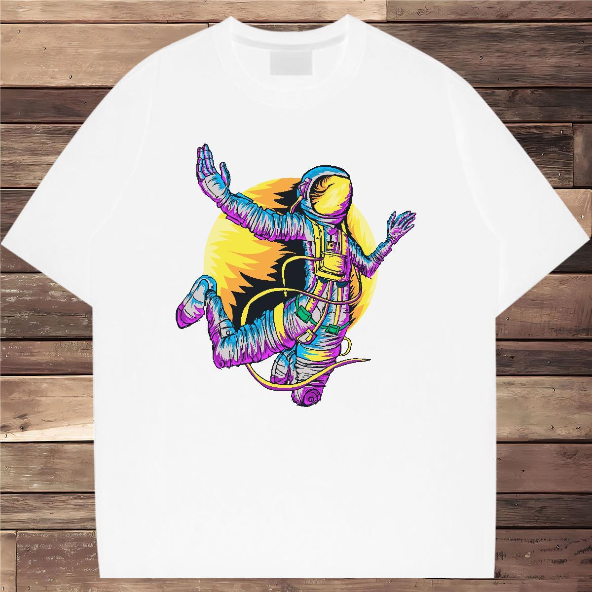 T-Shirts 230g Cotton universe Home Outdoor Breathable Crew Neck Black White Tshirt for Man Woman New Designer Soft Top Tees