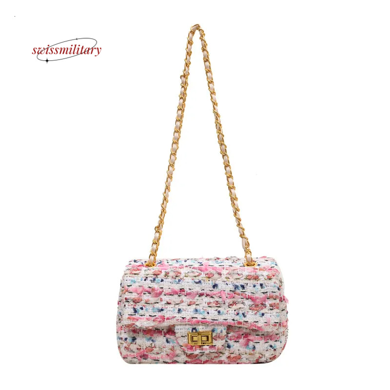 Xiaoxiangfeng woolen bag for women, 2023 autumn and winter new fashion chain small square bag, elegant and versatile single shoulder crossbody bag H86