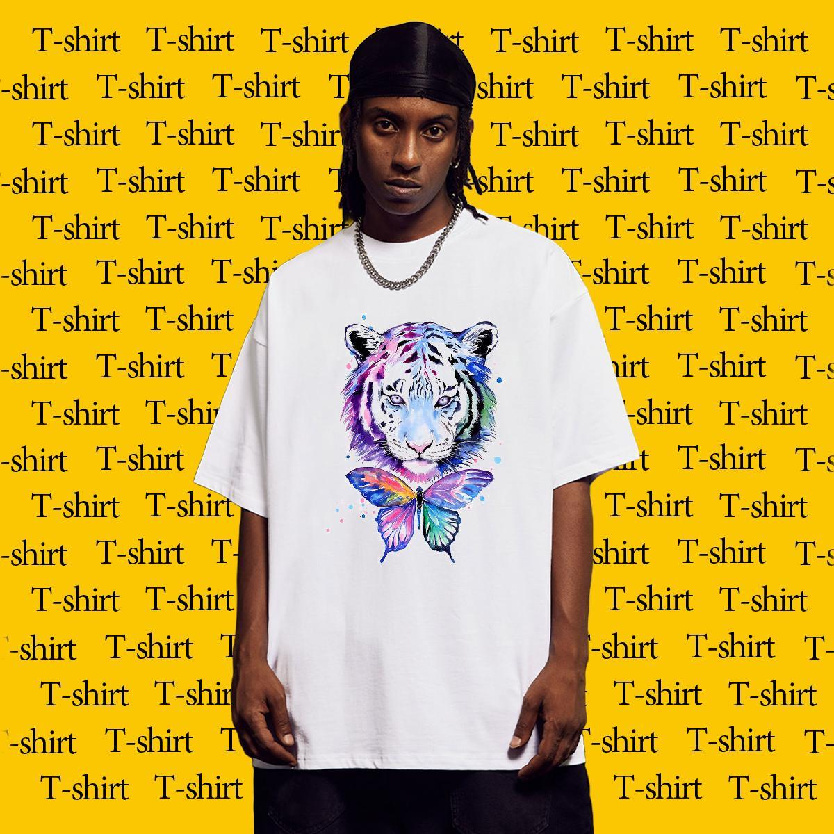 Designer T-Shirts 100% Cotton 230g tiger Sport Clothings Breathable Crew Neck Loose Men Tops Tees Oversized