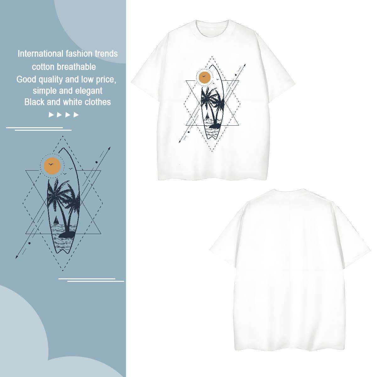 Men T Shirts 230g Pure Cotton sea Hip Hop Breathable Crew Neck Asian Size Mens Tshirts Stylist Popular Tops Shirt