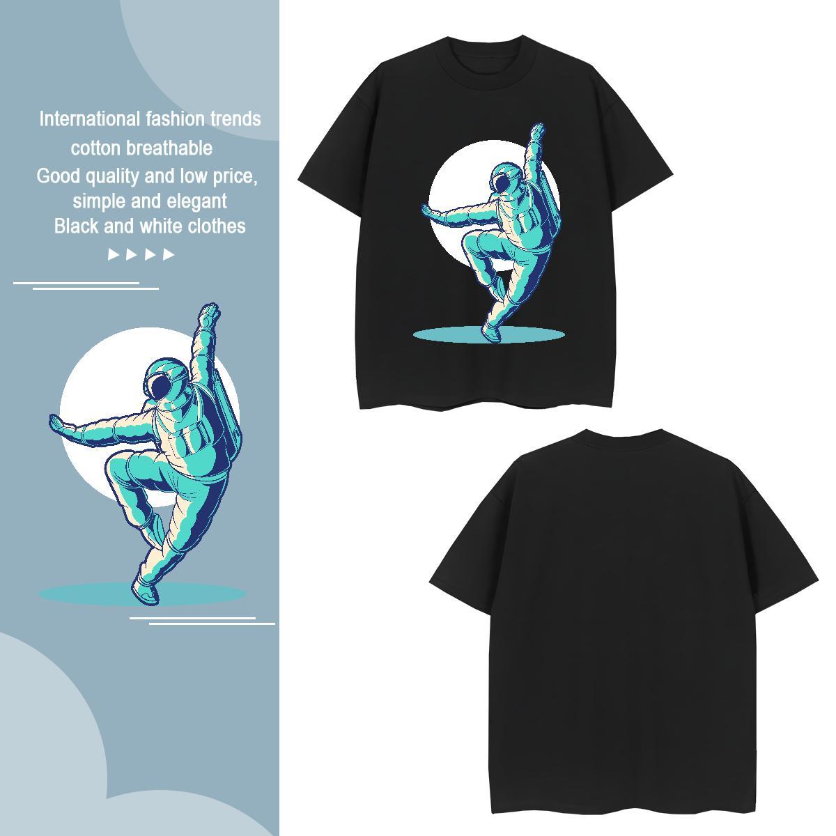 T-Shirts 230g Cotton cosmonaut Street Wear Breathable Crew Neck DIY Printed Mens Tshirts 2024 Designer Loose Fit Tees Shirts