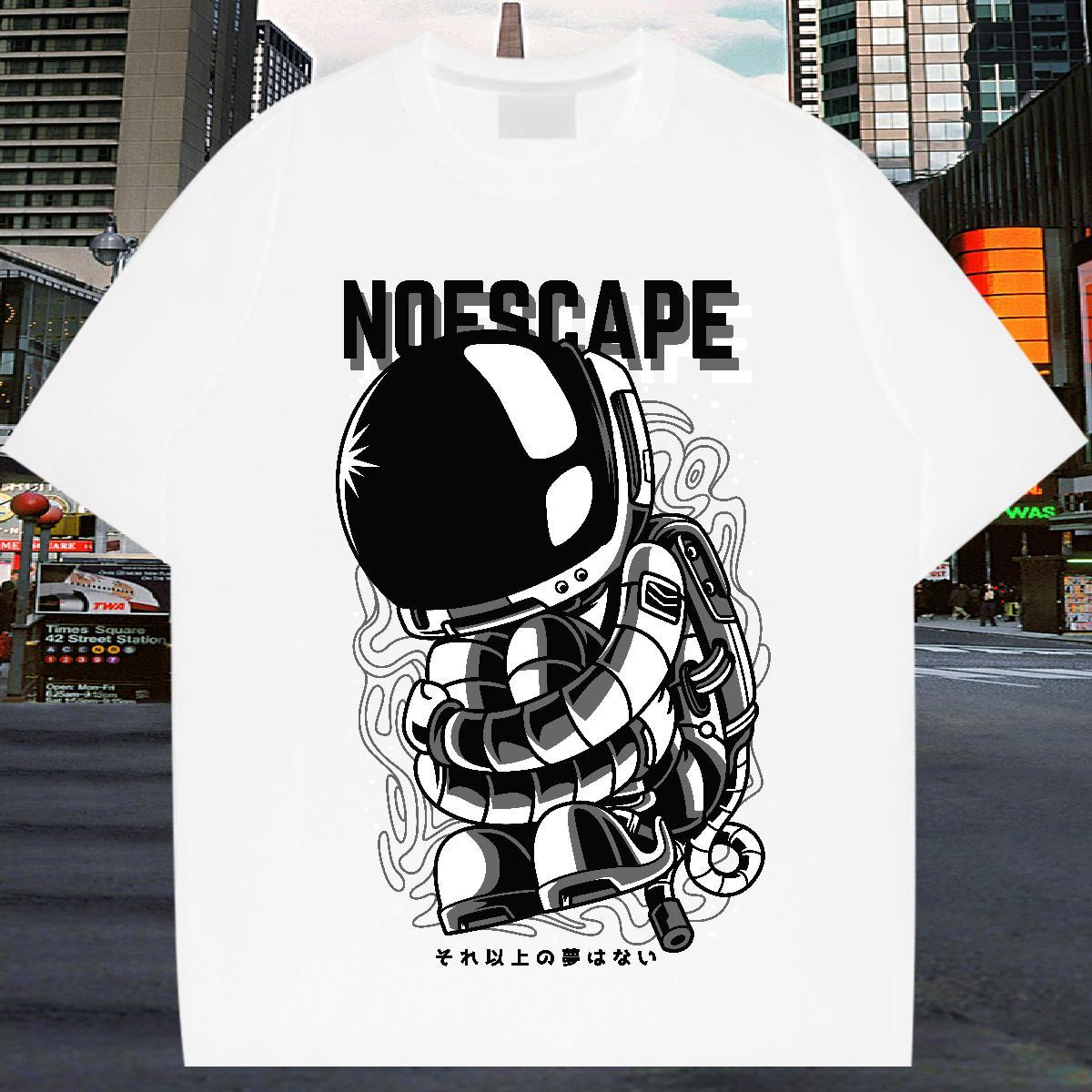 Man T Shirts 230g Pure Cotton cosmonaut Casual Beach Breathable Skull Couples T Shirts Fashion New Designer Polos