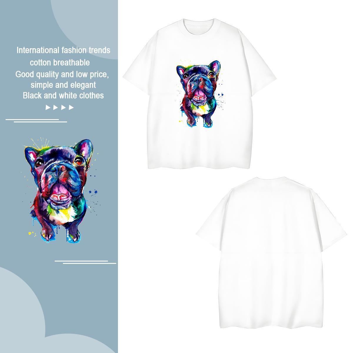 T-Shirts for Men 230g 100% Cotton Dog Sports Casual Breathable Short Sleeve White Plus Size Men Clothes T-Shirt 2024 Designer Loose Fit Clothings