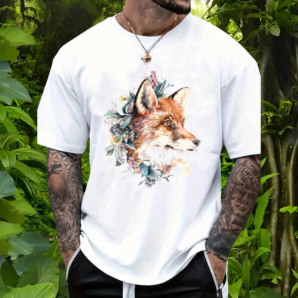 Free Shipping T-Shirts for Men 230g Cotton fox Street Wear Tshirts Breathable Soft Designer Mens Tshirts DIY Printed