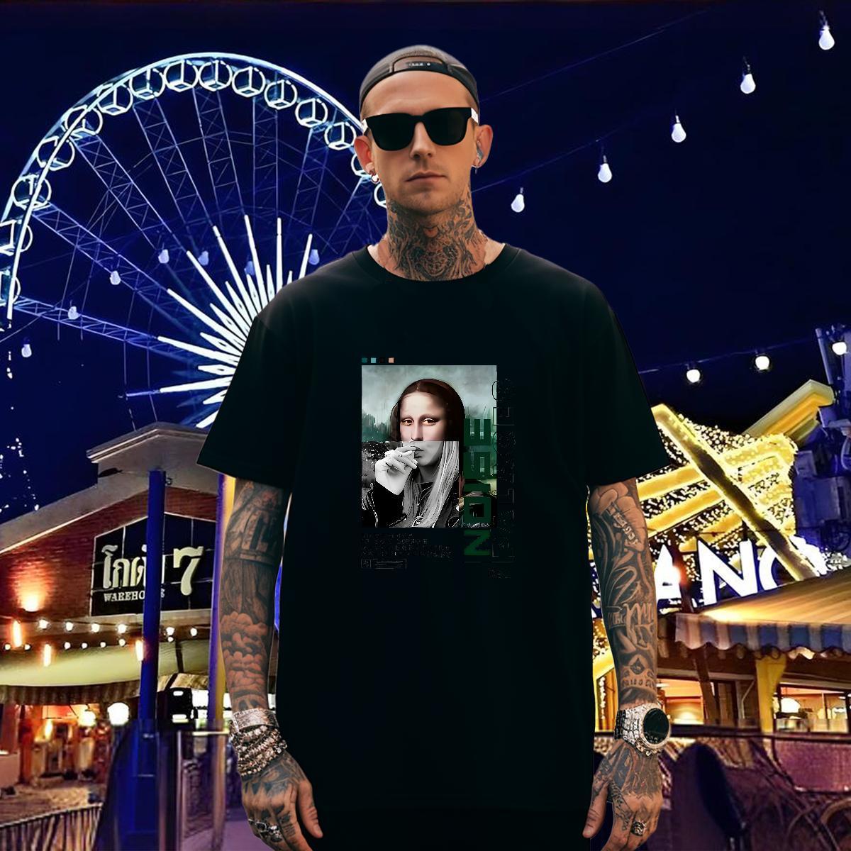 T-Shirts for Men 230g Cotton character Street Round Neck Short Sleeve Oversized 3XL 4XL Men Tees 2024 Comfortable Top Tees