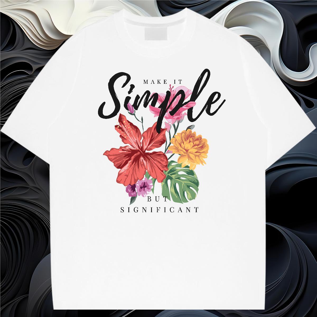 New Arrival Mens T Shirts 230g Pure Cotton flower Hip Hop Street Top Tees Breathable Loose Fit Men Clothes T-Shirt Asian Size