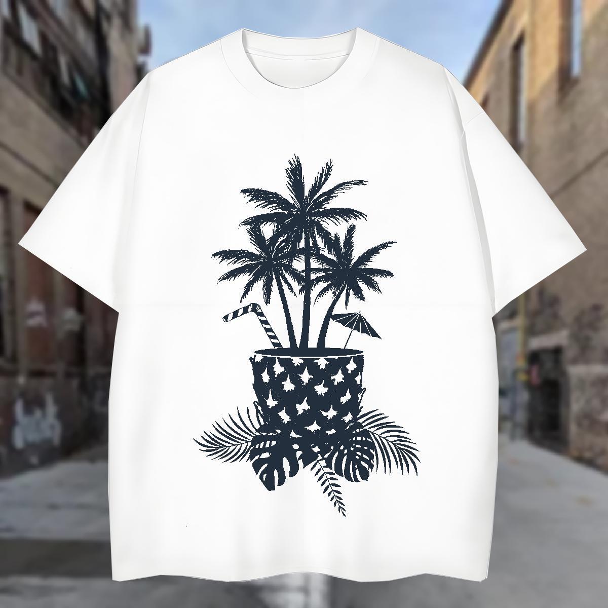 Mens T Shirts 230g 100% Cotton tree Daily Outfit Breathable Customized Tshirts 2024 DIY Loose Fit Tees